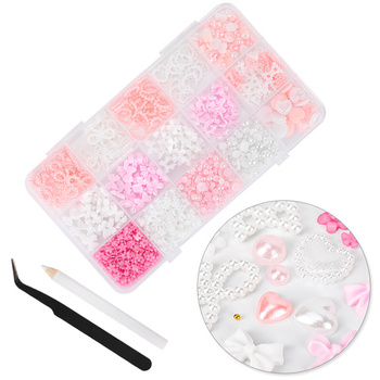 Box with decorations: bows, flowers, pearls BKHZ-001