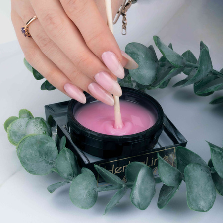 Gel modelador para uñas sin HEMA ni Di-HEMA con aceite de árbol de té MollyLac HerbaLine Sugar Pink by Gosia Kruś, 50 g