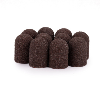 Capuchons abrasifs pour pédicure avec insert en coton, 16 mm, grain 100, marron, AlleMed, 10 pièces