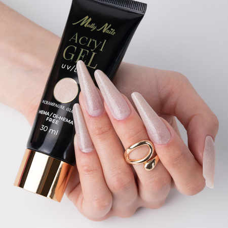 Akrylożel Polygel żel budujący do przedłużania AcrylGel Molly Nails HEMA/Di-HEMA Free Champagne Glow 30 ml