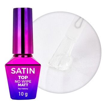Satin Top Molly Nails: top coat opaco no wipe senza risciacquo, trasparente, 10 g