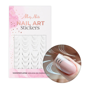 Self-adhesive nail stickers/ French/ French smile line 39 pcs silver DH-808 MollyNails