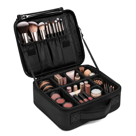 Trousse de maquillage à compartiments, noire