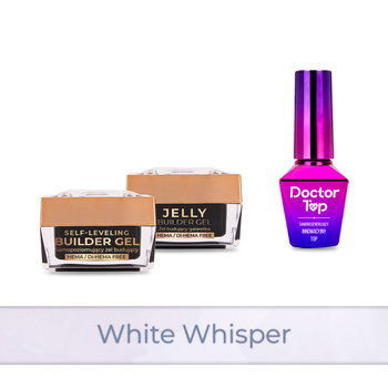 Molly Nails PRO MATCH SYSTEM 2+1 White Whisper: 2 geles de construcción + Doctor Top 10 g