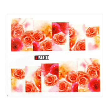 Adesivi acquosi per unghie, foglio con motivi floreali, 6,5 x 5,5 cm, per 10 dita, A-151