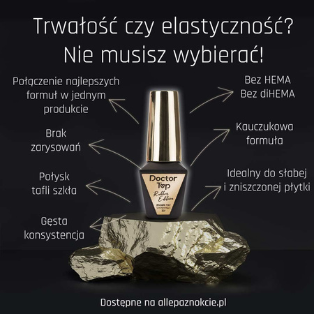 Rubber Doctor Top Molly Nails kauczukowy samonaprawiający się top no wipe HEMA/Di-HEMA Free clear 10g
