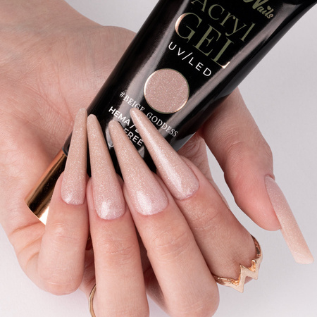 Gel acrílico Polygel para la aplicación de extensiones AcrylGel Molly Nails sin HEMA/Di-HEMA Beige Goddess 30 ml
