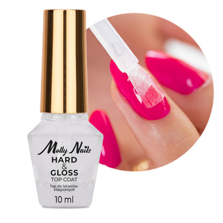 Top Coat with Hard&Gloss® Gloss and Polymer Protection Technology; MollyNails Top Coat 10 ml