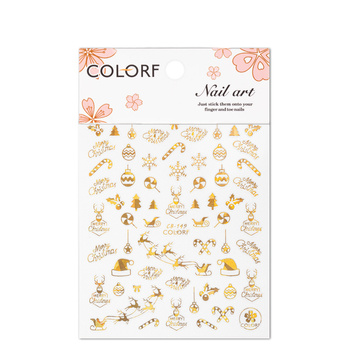 Thin, self-adhesive Christmas nail stickers CB-149, gold