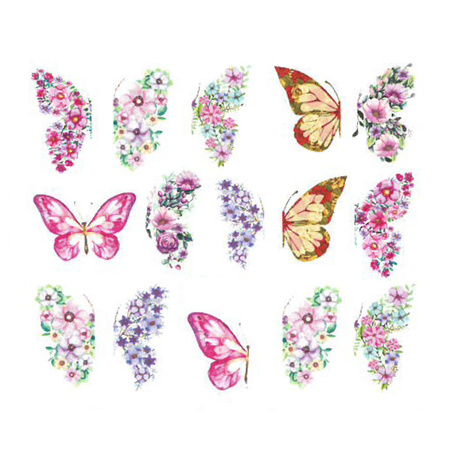 Adhesivos de agua para uñas con motivos de mariposas BN-2566