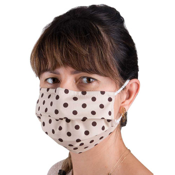 Reusable cotton face mask with interlining, Polka Dots, 1 piece