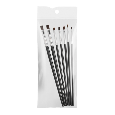 Set di pennelli piatti neri per gel, 7 pezzi