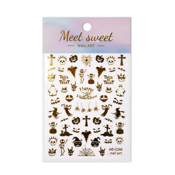 Thin self-adhesive Halloween nail stickers MS-C298, gold