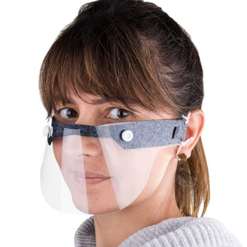 Reusable universal mini face shield for mouth and nose, gray melange