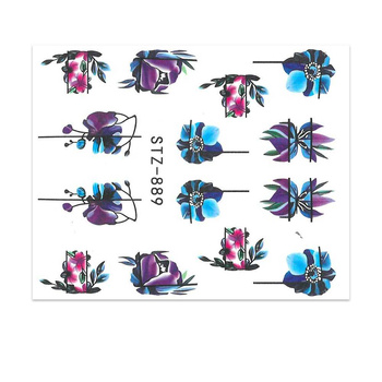 Autocollants à l'eau pour les ongles, motif floral STZ-889