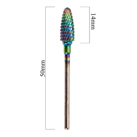 Fresa profesional de cobalto-tungsteno con acabado iridiscente, modelo Flame M 3/32" n.º 3