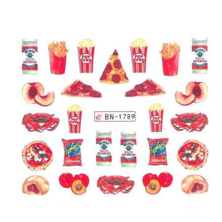 Wassertransfer-Nagelaufkleber „Fast Food“ BN-1789