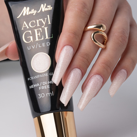 Polygel Acrylgel zum Aufbau und zur Verlängerung AcrylGel Molly Nails HEMA/Di-HEMA-frei Champagne Glow 30 ml