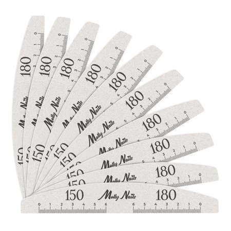 Lime à ongles minérale, forme bateau et demi-lune, grain 150/180, standard, MollyNails