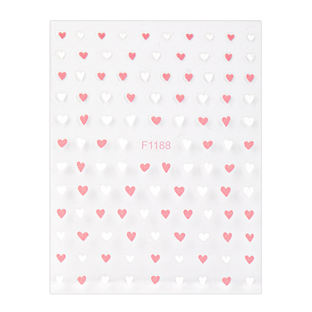 Thin, self-adhesive heart-shaped nail stickers F1188, pink