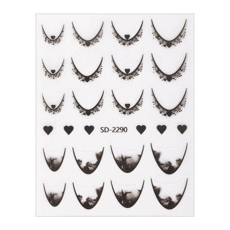 Autocollants pour ongles 5D / French / Ligne du sourire, 20 pièces, noir, SD-2290