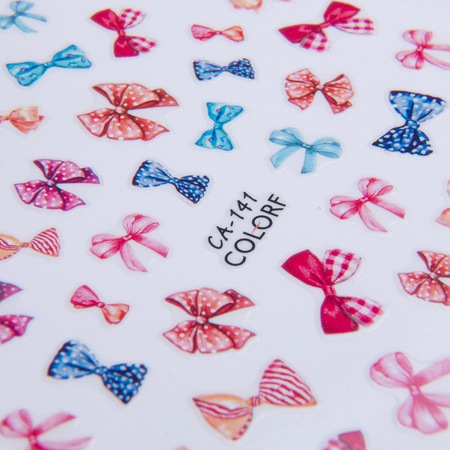 Thin self-adhesive nail stickers with bows CA-141