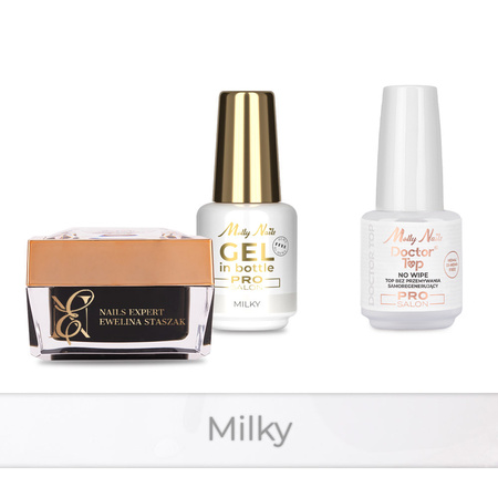Molly Nails PRO MATCH SYSTEM 2+1 Milky 2 gel modellanti + Doctor Top 15 g