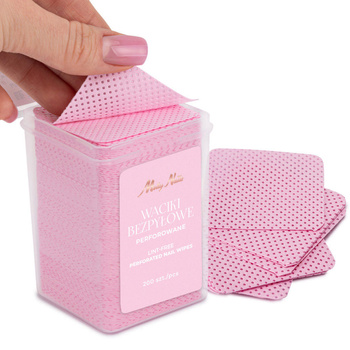 Discos de algodón sin pelusa perforados para uñas Molly Nails, color rosa, 5 x 5 cm, 200 unidades