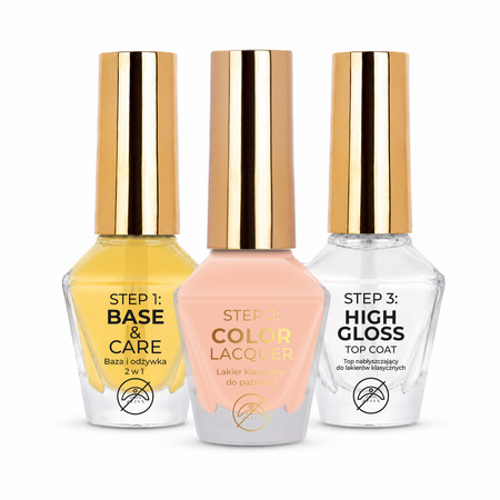 MollyNails Vinyl Effect System, coffret 3 étapes « Essentials » – Rose clair