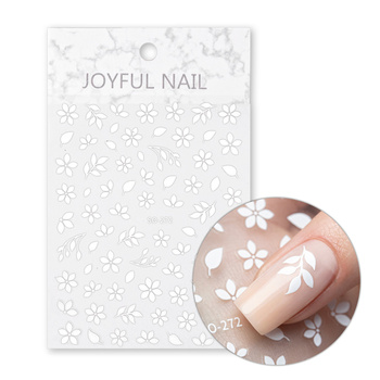 Adhesivos para uñas finos y autoadhesivos con motivos florales SO-272, blancos