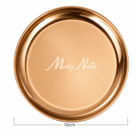 Vassoio metallico rotondo color rame per strumenti MollyNails