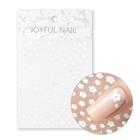 Dünne, selbstklebende Nagelsticker mit Blumenmotiv SWA17, weiß