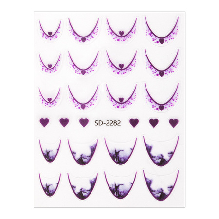 Self-adhesive nail stickers 5D/French/French smile line 20 pcs purple SD-2282