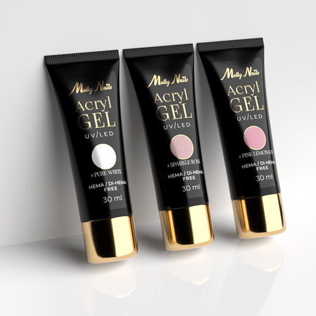 Polygel Acrylgel zum Verlängern von Nägeln AcrylGel Molly Nails HEMA/Di-HEMA-frei Sparkle Rose 30 ml
