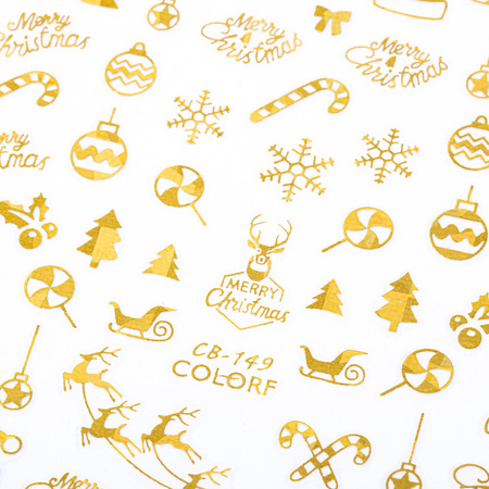 Thin, self-adhesive Christmas nail stickers CB-149, gold