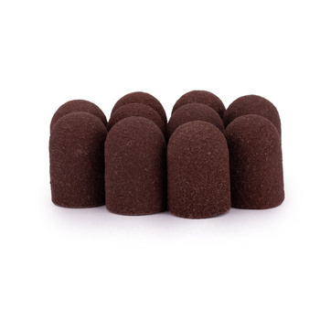 Abrasive caps for pedicure with cotton center, 16 mm, 240 grit, brown, AlleMed, 10 pcs.
