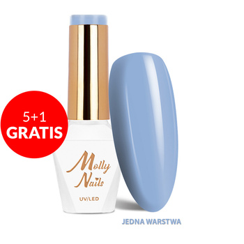 5+1gratis Lakier hybrydowy MollyNails Delicate Woman A Slight Breeze HEMA/Di-HEMA Free 8g Nr 64