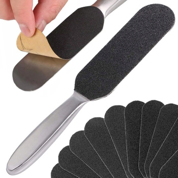 Pediküre-Raspel mit 10 austauschbaren Aufsätzen, 24,8 cm, aus Metall, silberfarben