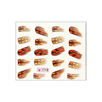 Adesivi ad acqua per unghie, foglio con motivi, 6,5 x 5,5 cm, n. 1719