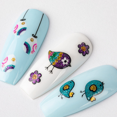 Adesivi 3D per unghie con glitter a tema pasquale BLE 1104D