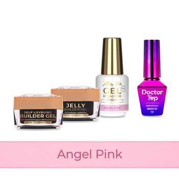 Molly Nails PRO MATCH SYSTEM 3+1 Angel Pink: 3 Aufbau-Gele + Doctor Top 10 g
