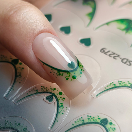 Autocollants pour ongles 5D / French / Ligne du sourire, 20 pièces, vert, SD-2279