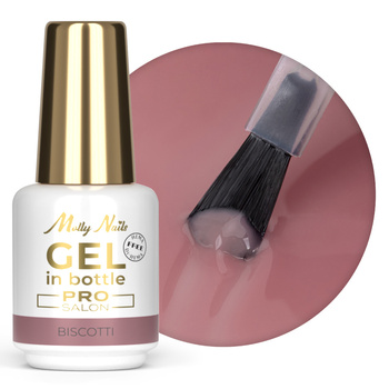Gel de construction en flacon avec pinceau « Gel in Bottle » Molly Nails Pro Salon Biscotti, sans HEMA/Di-HEMA, 15 g