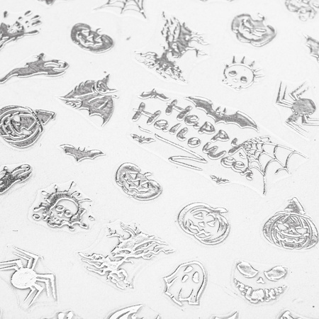 Thin self-adhesive Halloween nail stickers MS-C301 silver
