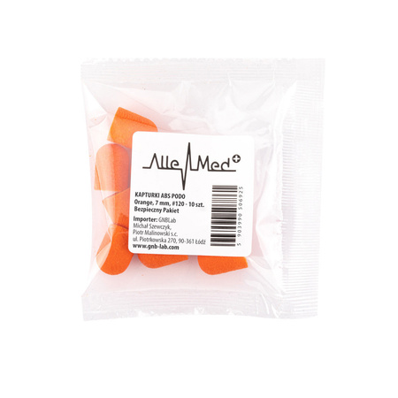 Capuchons pour pédicure 7 mm, grain 120, lot de 10, ABS, Podo AlleMed, orange