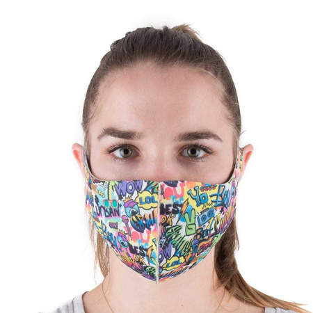 Mascarilla protectora reutilizable de neopreno con estampado de grafitis, talla S/M, 1 unidad