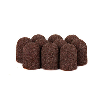 Abrasive caps for pedicure with cotton center, 16 mm, 80 grit, brown, AlleMed, 10 pcs.
