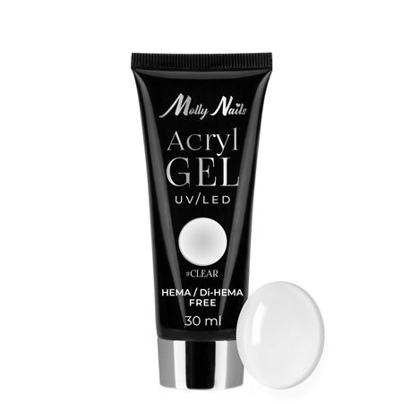 Gel acrílico Polygel para la extensión de uñas AcrylGel Molly Nails sin HEMA/Di-HEMA, transparente, 30 ml