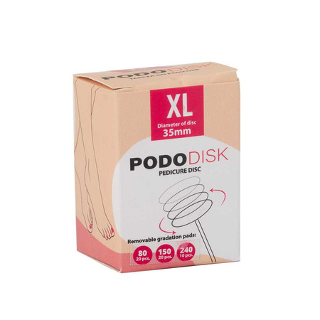 Disco per pedicure Pododisk: set composto da albero, disco e 50 dischi intercambiabili XL da 35 mm