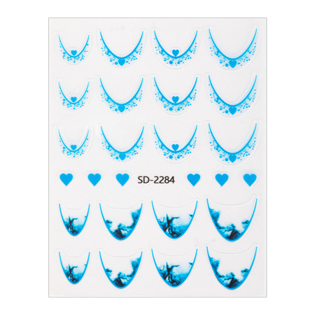 Adesivi per unghie 5D / French / Linea del sorriso francese, 20 pezzi, blu, SD-2284
